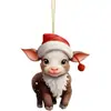 Transfronterizo 2024 Nuevos Adornos Navideños Creativos de Vaca Colgantes Planos de Acrílico Decoraciones para Árbol de Navidad Etiquetas Colgantes