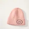 Chapéu de Lã para Bebê Inverno Simples Cor Doce Rosto Sorridente Alta Elasticidade Gorro de Tricô Quente Cor Sólida Moda Coreana Chapéu para Meninos e Meninas