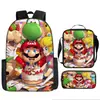 Mochila Infantil de Dibujos Animados Mario Xintu Transfronteriza para Estudiantes de Primaria Gran Capacidad Casual Mochila Escolar Set de Tres Piezas