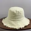 Chapéu de pescador vintage lavado, velho e desfiado para mulheres, primavera e verão, chapéu versátil com aba larga, proteção solar, cor sólida, chapéu tipo balde casual, moda