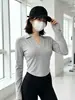 Camiseta de Manga Longa para Mulheres com Lapelas, Estilo Hot Girl Outono e Inverno, Gola Polo Sexy Justa, Top Curto com Barra em U, Camiseta Básica para Jovem