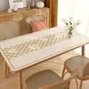 Jogo americano impermeável e à prova de óleo com textura de couro sintético, sem lavagem, jogo americano de mesa de PVC com estampa xadrez floral para casa, protetor de toalha de mesa