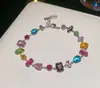 Pulsera ajustable de flor geométrica de circón, lujo ligero, alta gama, elegante, diseño único, joyería versátil para mujer