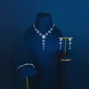 Nuevo Vestido de Noche Sexy Europeo y Americano, Collar Sencillo y Versátil de Cadena para Clavícula, Aretes de Collar de Flor con Pedrería de Circonita