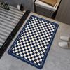 Tapete Simples Quadriculado de Lama de Diatomácea para Banheiro Tapete de Chão para Porta de Banheiro Almofada de Sucção Macia Água Secagem Rápida Antiderrapante Tapete para os Pés Vaso Sanitário