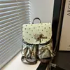 Mochila tote de nailon con textura simple, moderna y linda, con lazo, transfronteriza, casual, con lunares, bolsa escolar