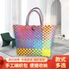 Bolsa de Playa Casual Versátil de Gran Capacidad Tejida a Mano de Plástico Bolso Cruzado Sencillo Casual de Hombro Puesto