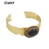 WT-B628 Estilo Europeo Retro Estilo de Corte Piedra Preciosa Pedrería Ajustable Latón Pulsera Cara Accesorios para Hombres y Mujeres