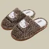 2025 Novas Pantufas de Algodão Estampa Leopardo Gatinho Outono e Inverno Quentes Mop de Chão Antiderrapante Casa Casal Homens e Mulheres