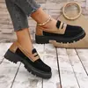 Sapatos de salto baixo femininos estilo britânico plus size para travessia de fronteira 2026 mocassins retrô para primavera e outono, slip-on de salto grosso em couro disponíveis