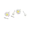 Brincos de margarida frescos de novo estilo para primavera e verão, conjunto de brincos florais de quatro peças doce e delicado para mulheres, brincos de design exclusivo