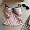 Camisola sexy de encaje con retazos de lunares y sujetador incorporado, adelgazante y que realza la figura, estilo puro y sensual, top sin mangas para mujer, verano