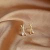Pendientes Jufeng S925 con la letra X en plata de ley, nuevos y sencillos pendientes de cruz con diamantes y personalidad a la moda.