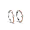 Anillo de pareja nudo doble moda personalidad circonita anillo abierto amantes un par de anillo de pareja simple dividido en oro