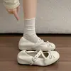 Zapatos Mary Jane Mujer Nuevos Pequeño Nicho Retro Punta Cuadrada 2026 Correa de Cuero Hebilla Lazo Piel Suave Boca Baja Zapatos de una Sola Pieza Aumento de Altura Interior