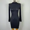 Roupas Femininas Tk Sudeste Asiático Transfronteiriço Vestido Bodycon Sexy de Gola Alta Franzido que Valoriza a Silhueta para Mulheres