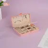 Nueva Caja de Joyería de Doble Capa con Botones al por Mayor Caja de Almacenamiento de Cosméticos de Princesa Caja de Joyería de Cuero