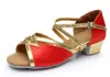 Sapatos de Dança Latina Infantil, Sapatos de Dança de Cetim de Salto Baixo, Sapatos de Dança Confortáveis de Sola Macia para Meninas, Cha-Cha, Rumba, Samba, Sapatos Brilhantes