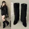 Botas altas para mujer 2023, versátiles botas de montar de caña alta rectas adelgazantes, botas estilo pantalón ajustadas, nuevo estilo