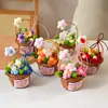 Cestas de Flores Tejidas a Mano Transfronterizas, Ramos de Regalo, Flores de Hilo, Accesorios Transfronterizos para el Festival Qixi y el Día de San Valentín, Adornos Colgantes, Flores Artificiales