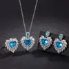 Transmisión en Vivo de Douyin Nuevo Diseño de Joyería Colgante de Alas de Ángel Collar con Alas de Aguamarina Simulada en Forma de Corazón