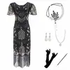 Aliexpress S-4XL Europeu e Americano Anos 1920 Gatsby Retrô Baile de Formatura Vestido de Lantejoulas com Franjas Moda Vestido Bordado