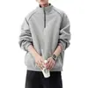 Sudadera de hombre con media cremallera, nueva colección primavera/otoño/invierno 2026, estilo retro americano, moderna, corte holgado, casual, chaqueta con cuello alto