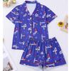Pijama Casual de Manga Corta con Estampado de Nueva Moda Transfronterizo para Mujer, Ropa de Verano Pijama Estilo Europeo y Americano Venta al por Mayor