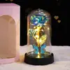 Flor de Rosa con Lámina de Oro en Cubierta de Cristal Muñeca Luminosa Flor Eterna Decoración para San Valentín, Navidad, Regalo para Novia o Esposa
