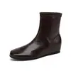 Wei Wei Girl 9966-1 Botines Retro con Tacón Oculto y Punta Redonda para Mujer Otoño Negro Dr. Botas Martens Para Personas Bajas Botas Delgadas