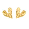 Estilo europeo y americano,, forma de corazón, acero inoxidable, chapado en oro, aretes, broqueles, para mujer, exquisitos, forma de corazón irregular, joyería para orejas