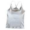 Camisola para mujer con diseño de espalda cruzada, copas de sujetador integradas, diseño todo en uno para usar por dentro o por fuera, corte ajustado, top de doble tirante para el verano