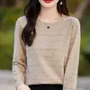 Novo Suéter de Tricô Básico Redondo para Mulheres, Moda Outono 2026 Versátil Camisa Base Top A13948