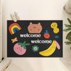Felpudo de entrada estilo lazo de seda con diseño de perro adorable para frotar los pies, antideslizante, para puerta de entrada de casa, para interior y exterior