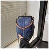2025 Nueva Llegada Denim Artístico Gran Capacidad Estilo Occidental Commuter Candado de Cadena Vertical Portátil Crossbody Bolso para Teléfono