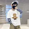 Camiseta de manga comprida para meninos, camiseta básica casual de desenho animado para primavera e outono, roupa de outono 100% algodão, novo modelo 2026 para bebês e crianças