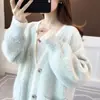 Otoño 2024 Nuevas Explosiones Suéter para Mujer Ropa Exterior Holgada Cárdigan de Punto Chaqueta de Terciopelo de Visón de Principios de Otoño