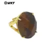 Anillo Unisex Wt-R604 Forma de Huevo de Ganso Textura de Gema Lapislázuli Amatista Chapado en Oro de 18 Quilates para Hombres y Mujeres
