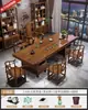 Juego Grande de Mesa de Té y Sillas de Madera Maciza, Una Mesa y Cinco Sillas, Mesa de Té de Estilo Chino Nuevo, Adecuado para Oficina o Uso en Casa, Estación para Preparar Té