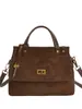Bolsa Satchel de Camurça Retrô para o Dia a Dia de Mulheres 2025 Nova Tendência Moda Bolsa Kelly de Alto Padrão Grande Capacidade Bolsa Platina