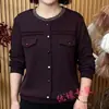 Camiseta Básica Casual Estilosa para Mães de Meia-Idade Plus Size, Primavera e Outono, Rejuvenescedora, Esconde a Barriga, Gola Redonda Soltinha