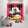 Venta caliente transfronteriza directo de fábrica Mickey estampado digital poliéster impermeable a prueba de moho cortina de ducha cortina de baño de cuatro piezas
