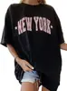 Comercio Exterior Comercio Electrónico Transfronterizo Estación Independiente Amazon Amazon Camiseta de Algodón Colorida Nueva Estampada para Mujer Talla Grande Oversize