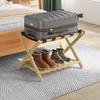 Portaequipaje de Bambú Plegable Soporte para Maletas Portaequipaje de Doble Capa con Estante de Almacenamiento Inferior Estante de Almacenamiento para Habitación de Huéspedes y Dormitorio