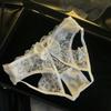 Golden Bell Calzones Sexy de Encaje Estilo Japonés para Mujer Cintura Baja Puro Hueco Dulce Lazo Francés