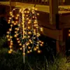 Luzes de Fogo de Artifício Solares Inseridas no Solo, Nova Corda de Luzes de Fogo de Artifício com Fio de Cobre LED, Luzes de Atmosfera de Natal, Luzes para Jardim e Gramado