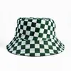 Sombrero de pescador a cuadros, reversible, unisex, protección solar, sombrero de moda para exteriores de verano
