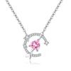 Roda-gigante original Cupido Amor Zircônia Rosa colar Meninas Alto senso S925 prata esterlina nicho tudo-combinável joia de prata