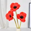 Decoración de Flor de Amapola de PU Simulada, Accesorios para Arreglos de Flores Falsas, Fabricante de Flores Artificiales al por Mayor