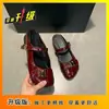 Sapatos de Salto Baixo Prata Nariz de Porco para Mulheres, Estilo Francês Chanel, Mary Jane Fechado, Slip-On, Boca Rasa 2026
